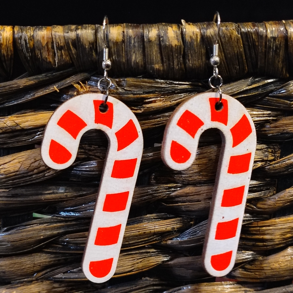 Handmade Peppermint Candy CaneEarrings | Nickel-Free | Christmas Holiday Jewelry